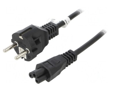 Cablu CEE 7/7 mufă IEC C5 mamă PVC 1m negru 2,5A 250V foto