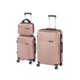 Set 3 Valize Leziter TraveLux Pro XVI, ABS, Roz-Auriu, Carcasa Rigida, Roti 360&deg;, Bagaj de Cabina