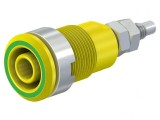 Soclu banană 4mm 32A galben-verde nichelat
