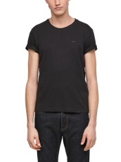 Tricou barbati cu decolteu la baza gatului din bumbac cu logo, Negru (Marime: foto