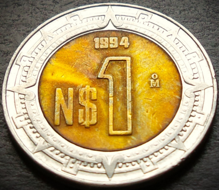 Moneda bimetal 1 NUEVO PESO - MEXIC, anul 1994 * cod 4675