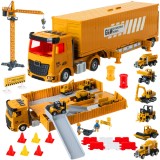 Set camion cu utilaje de constructii, macara si accesorii