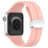 Bratara smartwatch compatibila apple watch 1/2/3/4/5/6/7/8/se/se 2 38/40/41mm, catarama metalica, minimalista, rose