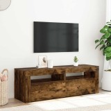Comodă TV cu lumini LED, stejar fumuriu, 120x35x40 cm