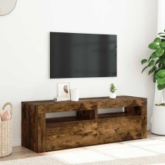 vidaXL Comodă TV cu lumini LED, stejar fumuriu, 120x35x40 cm 815684