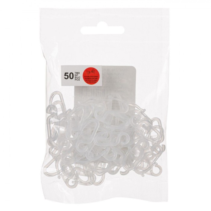 Set C&acirc;rlige Perdea, 50 Bucăți, Plastic, Transparent