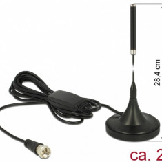 Antena DAB+ 21 dBi activ omnidirectional cu stand F Plug, Delock 12413