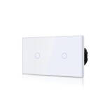 Comutator cu dublu atingere, simplu, 2 căi, panou din sticlă, fără conductor neutru, fără WiFi, placă din cristal &icirc;ntărit