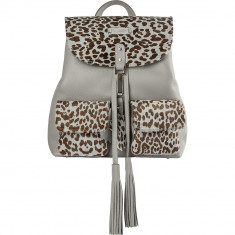 Grey Animal Print Limited Edition Leather Backpack foto