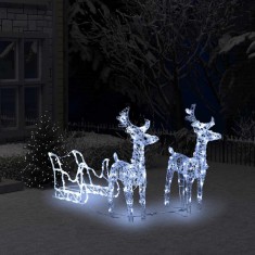 vidaXL Decorațiune de Crăciun cu reni și sanie 160 LED-uri 130cm acril foto