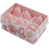 Set 6 lumanari parfumate, flippy, model capsunici, ardere 30 min, 78g, 6.3 x 9.3 x 3.8 cm, roz