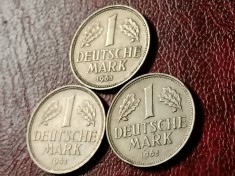 Lot 3 monede Germania: 1 Mark 1963 D + F + J , stare FB [poze]. Discount conform descriere [10 - 20 %. Vezi descrierea.].