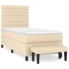 Pat box spring cu saltea, crem, 80x200 cm, textil