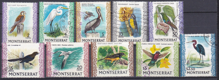 DB1 Fauna Pasari Montserrat 1970 doar 10 v. stampilate circulate