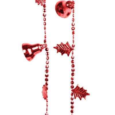 Ghirlanda de Craciun cu clopotei - rosu stralucitor - 260 cm foto