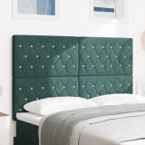 vidaXL Tăblie de pat , 160 cm, catifea verde &icirc;nchis, cu butoane din cristal