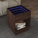 Cumpara ieftin Măsuță de cafea cu LED infinity, stejar maro, 40x40x50 cm