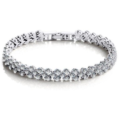 Bratara Tennis cu Pietre Semipretioase Zirconiu, 18 cm, Silver foto
