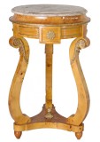 Masuta Cafea Marmura Bej, Lemn Masiv Furniruit, 80cm, Antichitate, Lucrata Manual