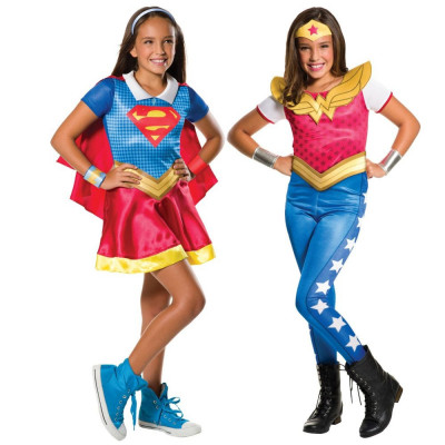 Set doua costume Wonder Woman si Supergirl pentru fete 5-6 ani 116 cm foto