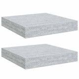 Cumpara ieftin Rafturi perete suspendate 2 buc. gri beton 23x23,5x3,8 cm MDF