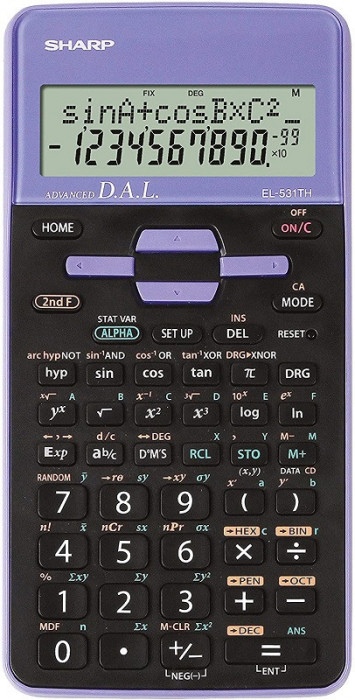 Calculator Stiintific, 10 Digits, 273 Functii, 161x80x15mm, Dual Power, Sharp El-531thbvl-negru/viol