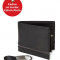 Set Portofel si Breloc Calvin Klein Black Leather Passcase Wallet &amp; Twist Key Fob Set, din piele, Negru