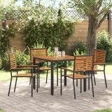 VidaXL Set de masă pentru grădină 5 pcs Negru și Lemn 90 x 90 x 75 cm 3365436