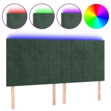 Cumpara ieftin Tablie de pat cu LED, verde inchis, 200x5x118/128 cm, catifea