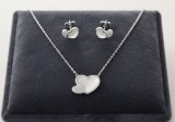 Cumpara ieftin Set din Argint 925 , zDouble Heart, , Colier E i Cercei cu surub, Insertie Sidef E i Zirconii Pavate, 4.35g