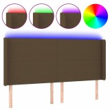 Cumpara ieftin Tablie de pat cu LED, maro inchis, 183x16x118/128 cm, textil