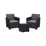 Set mobilier de grădină pentru balcon Claire IV cu masă de depozitare Vigo, grafit