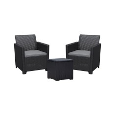 Set mobilier de grădină pentru balcon Claire IV cu masă de depozitare Vigo, grafit