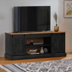 Gossi dulap tv halden 2 usi glisante negru 150x40x60 cm lemn masiv