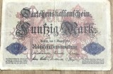 BNKSTR03DE Bancnotă Veche Germania 50 Mark 1914 (Darlehnskassenschein), Primul Război Mondial, Imperiul German, Colecție Numismatică