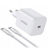 Incarcator Retea cu Cablu USB-C UGREEN X524 (65055), 45W, 3A, 1 x USB-C, Alb