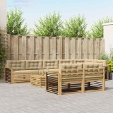 vidaXL Set de canapele de exterior cu pernă 9 pcs Alb și Bej Poliester 3390738