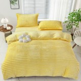 Cumpara ieftin Lenjerie de pat dublu cocolino,4 piese.cearceaf normal,dungi,galbena-92668
