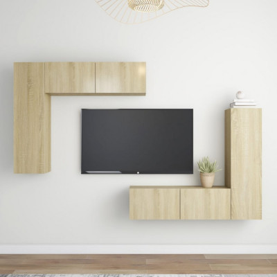 vidaXL Set de dulapuri TV, 4 piese, stejar sonoma, lemn prelucrat foto