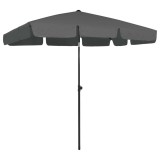 VidaXL Umbrelă de soare de plajă, antracit, 200x125 cm