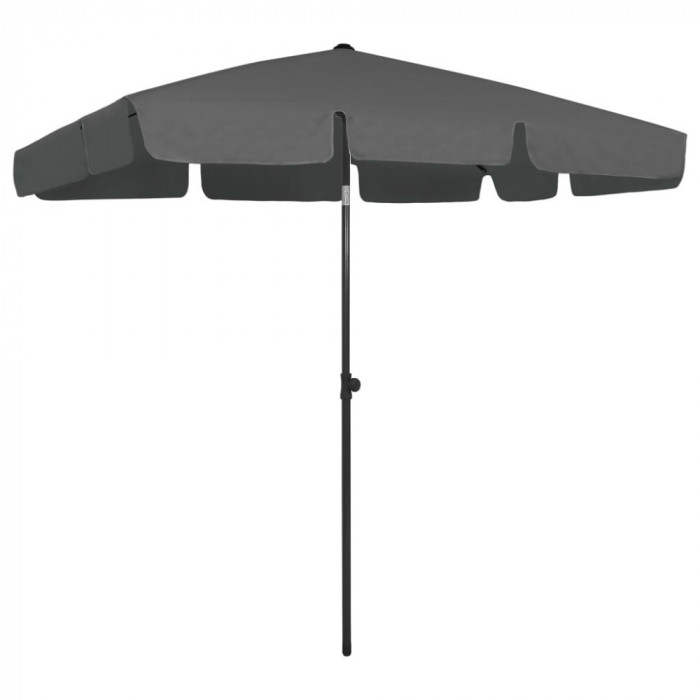 Umbrelă de soare de plajă, antracit, 200x125 cm