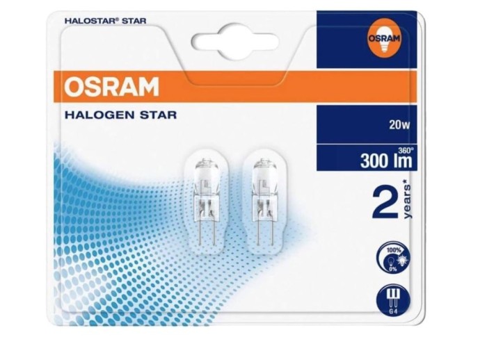 Set 2 becuri OSRAM, halogen, G4, 20W, 12V, 4008321201836