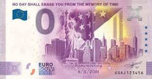 ! RARR : 0 EURO SOUVENIR - S.U.A. , NEW YORK , REMEMBER 9/11/2001 - 2021.1 - UNC