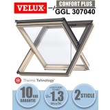 Fereastra mansarda VELUX GGL 307040, evacuare fum, lemn de pin, 2 sticle