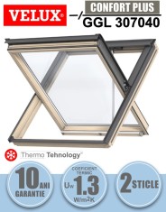 Fereastra mansarda VELUX GGL 307040, evacuare fum, lemn de pin, 2 sticle