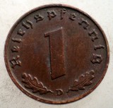 2.503 GERMANIA WWII 1 REICHSPFENNIG 1939 D, Europa, Bronz
