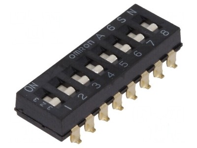 Comutator DIP-SWITCH 8 sec&amp;Aring;&amp;pound;iuni ON-OFF 0,025A/24VDC foto