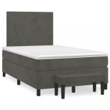 Cumpara ieftin Pat box spring cu saltea, gri inchis, 120x200 cm, catifea