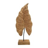 Cumpara ieftin Decoratiune de masa Thelx frunza aurie din lemn de mango si fier 24.5x8.5x57.5 cm