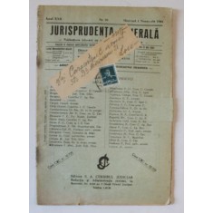 JURISPRUDENTA GENERALA , PUBLICATIUNE TRILUNARA DE JURISPRUDENTA ROMANA SI STREINA , NR. 20 , 1 NOIEMBRIE , 1944